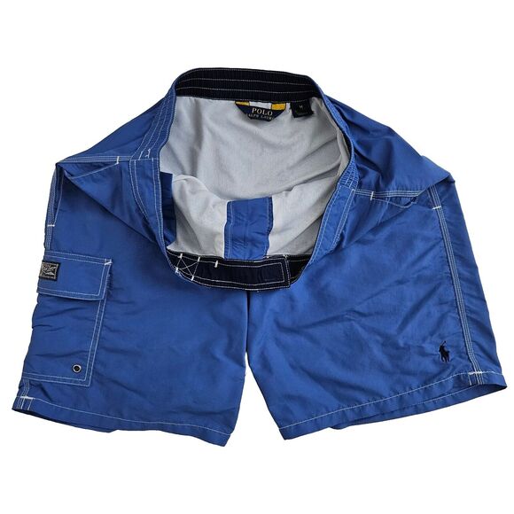 Polo Ralph Lauren Swimwear (Mens Medium) Blue Lined Swim Board Trunks Drawstring - Picture 2 of 7